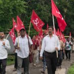 CPI(M) Takes To The Streets Against Price Rise, Left Workers Protest In Dharmanagar.