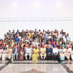 A Group Of Beneficiaries Of Flagship Scholarship Schemes Of Ministry Of Tribal Affairs Calls On The President Of India.