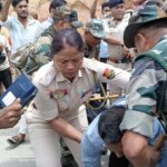 Congress Blocks Road In Dharmanagar Demanding Repair Of Alternative National Highway.