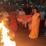 Women’s Congress Protests In Dharmanagar Against Kangana Ranaut’s Remarks, Burns Poster.